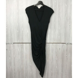 Helmut Lang Asymmetrical Draped Knotted Stretch Sleeveless‎ Dress Size: P Black